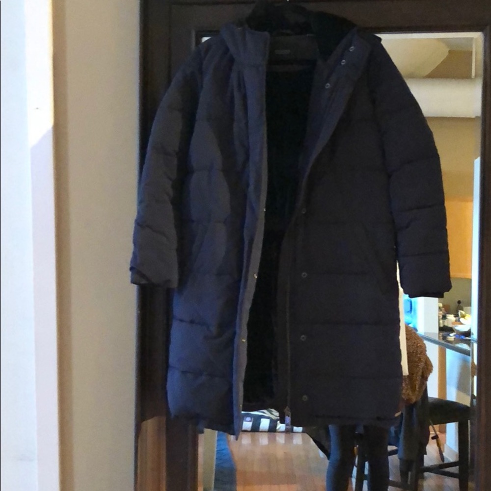 Scotch and soda Navy velvet lined puffer coat